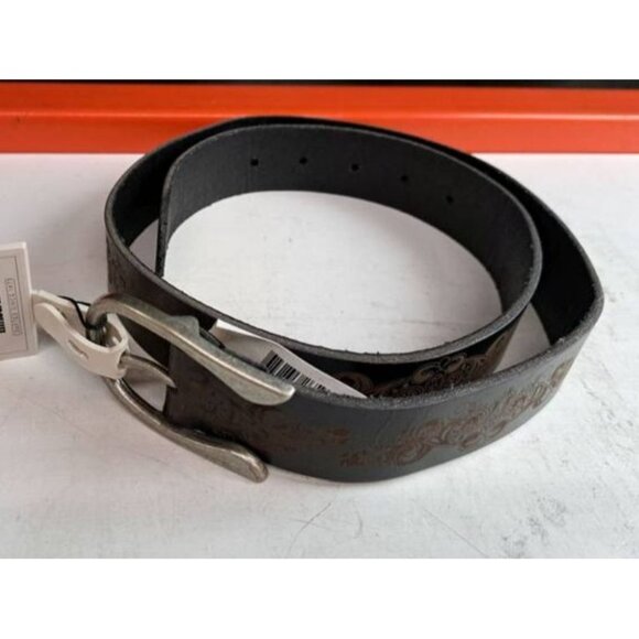 Timberland Western Style Leather Belt  Scroll Design Metal Buckle  Size M - Picture 2 of 5